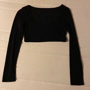 Long sleeve crop top black top from uptown cheap stakes